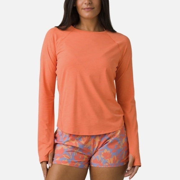 NWT Prana Eileen Long Sleeve Rashguard Shirt in Orange - Picture 1 of 5